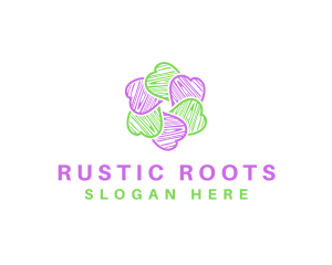 Wooden Flower Heart logo design