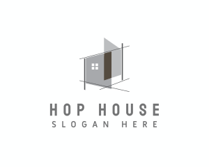 House Architecture Blueprint logo design