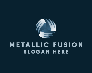 3D Metallic Wind logo design
