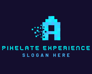 Blue Digital Pixel Letter A logo