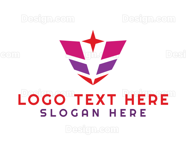 Geometric Letter V Star Logo