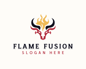 Beef Barbecue Flame Grill logo design