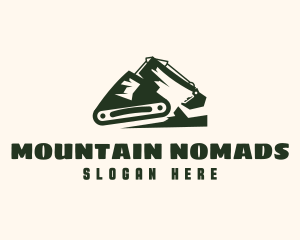 Excavator Mountain Construction logo design