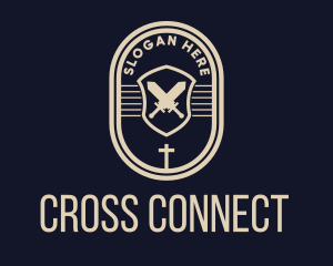 Sword Weapon Cross Badge logo