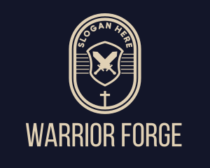 Sword Weapon Cross Badge logo