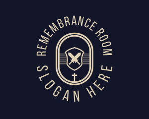 Sword Weapon Cross Badge logo