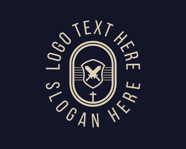 Sword Weapon Cross Badge logo