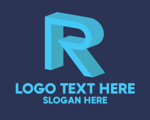 3d - 3D  Blue Letter R logo design