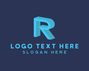 3D Blue Letter R logo