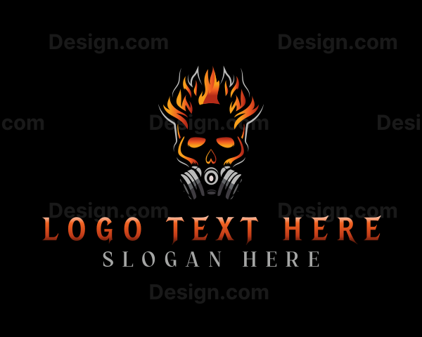 Flaming Skull Mask Logo