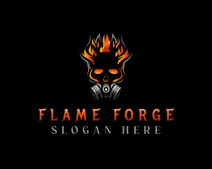 Flaming Skull Mask logo design