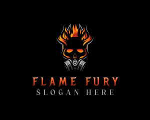 Flaming Skull Mask logo design