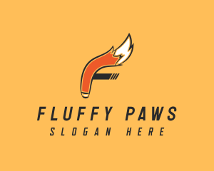 Orange Fox Tail Letter F logo design