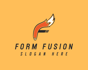 Orange Fox Tail Letter F logo design