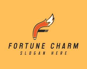 Orange Fox Tail Letter F logo design