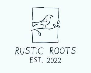 Rustic Sketch Handicraft Robin  logo design