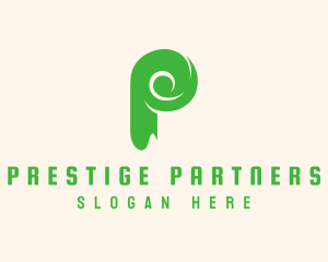 Green Eco Letter P logo design