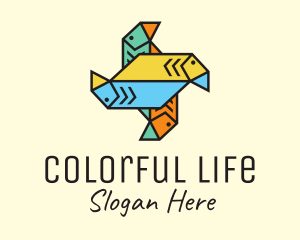 Colorful Pinwheel Fish logo design