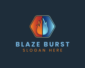 Flame Ice Heating Cooling logo design