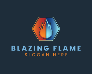 Flame Ice Heating Cooling logo design