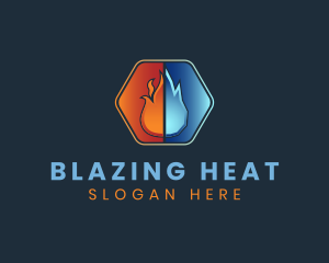 Flame Ice Heating Cooling logo design