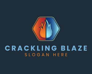 Flame Ice Heating Cooling logo design