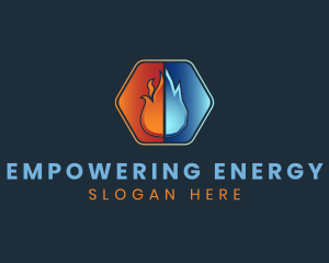 Flame Ice Heating Cooling logo design