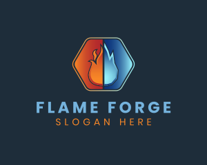 Flame Ice Heating Cooling logo design