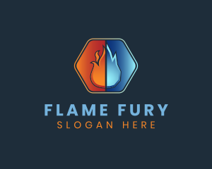 Flame Ice Heating Cooling logo design