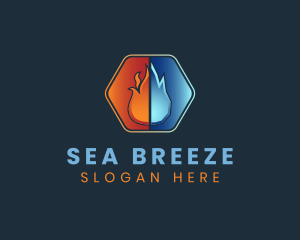 Flame Ice Heating Cooling logo design