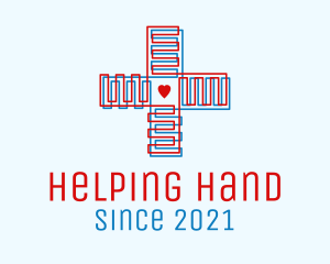 Heart Hospital Cross  logo design