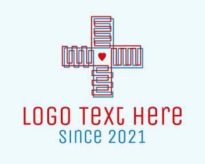 Cardiovascular - Heart Hospital Cross logo design