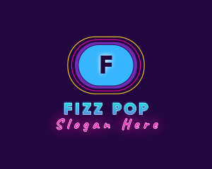 Retro Neon Disco Oval logo design