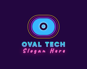 Retro Neon Disco Oval logo design