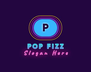 Retro Neon Disco Oval logo design