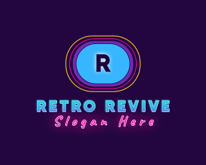 Retro Neon Disco Oval logo design