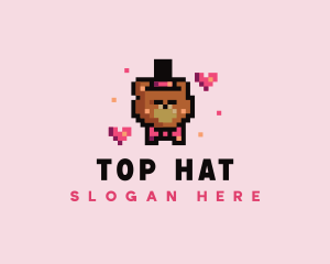 Hat Bear Pixel logo design