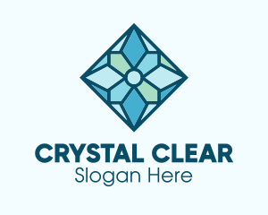 Blue Snowflake Stained Glass logo design