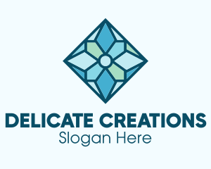 Blue Snowflake Stained Glass logo design