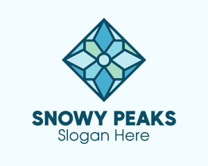 Blue Snowflake Stained Glass logo design