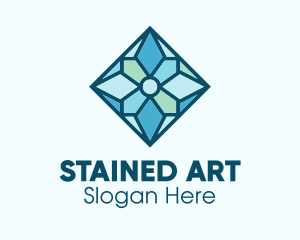 Blue Snowflake Stained Glass logo design