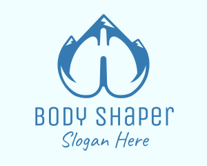 Blue Respiratory Lungs Mountain logo design