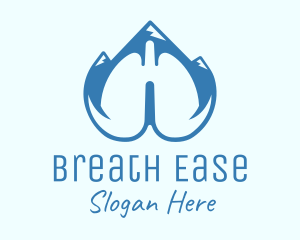 Blue Respiratory Lungs Mountain logo design