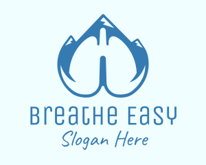 Blue Respiratory Lungs Mountain logo design