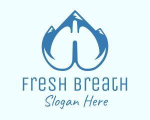 Blue Respiratory Lungs Mountain logo design