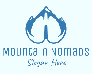 Blue Respiratory Lungs Mountain logo design