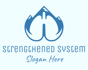 Blue Respiratory Lungs Mountain logo design