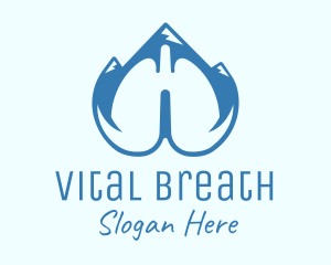 Blue Respiratory Lungs Mountain logo design