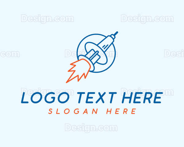 Syringe Vaccine Rocket Logo