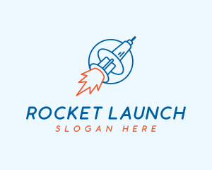 Syringe Vaccine Rocket logo design